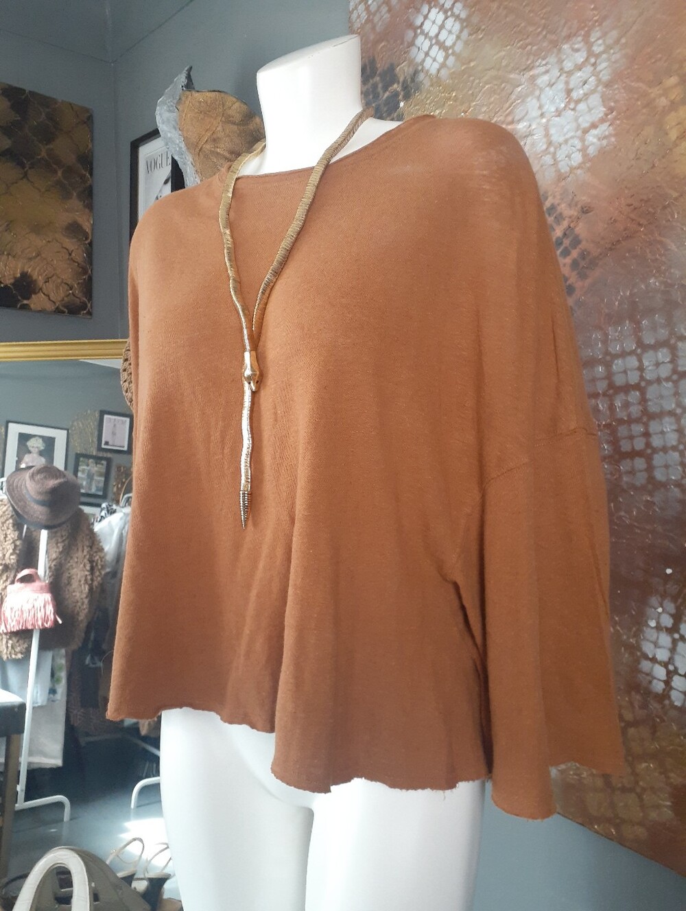 Zara Nwt Women's Lightweight Knit Top - Rust/Brown